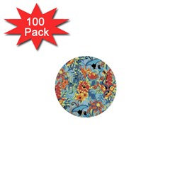 Flowers And Butterfly 1  Mini Buttons (100 Pack)  by goljakoff