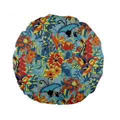 Flowers And Butterfly Standard 15  Premium Round Cushions by goljakoff