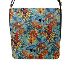 Flowers And Butterfly Flap Closure Messenger Bag (l) by goljakoff