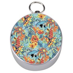 Flowers And Butterfly Silver Compasses by goljakoff