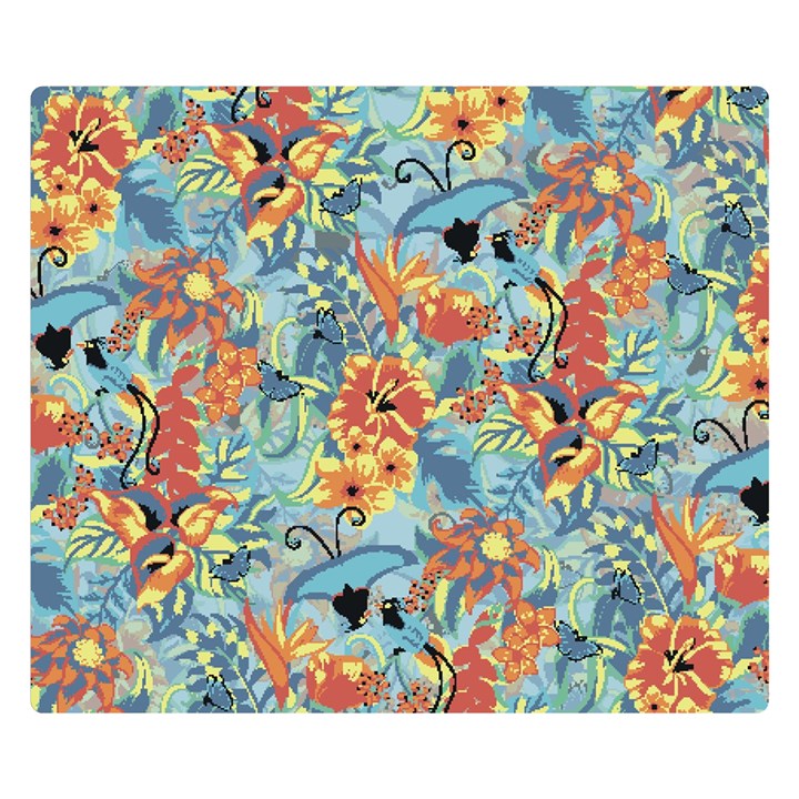 Flowers and butterfly Double Sided Flano Blanket (Small) 