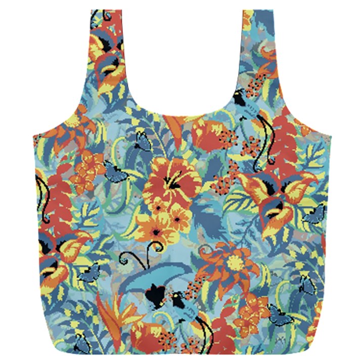 Flowers and butterfly Full Print Recycle Bag (XXL)