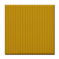 Yellow Knitted Pattern Tile Coaster by goljakoff