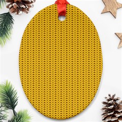 Yellow Knitted Pattern Oval Ornament (two Sides) by goljakoff