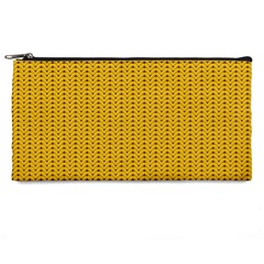 Yellow Knitted Pattern Pencil Case by goljakoff