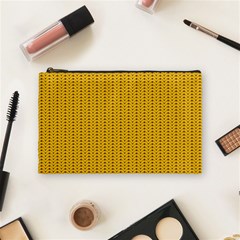 Yellow Knitted Pattern Cosmetic Bag (medium) by goljakoff