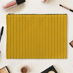 Yellow Knitted Pattern Cosmetic Bag (xl) by goljakoff