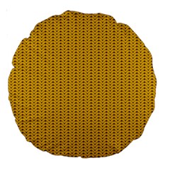 Yellow Knitted Pattern Large 18  Premium Round Cushions by goljakoff