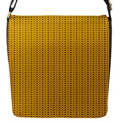 Yellow Knitted Pattern Flap Closure Messenger Bag (s) by goljakoff