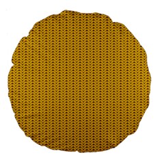 Yellow Knitted Pattern Large 18  Premium Flano Round Cushions by goljakoff