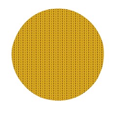 Yellow Knitted Pattern Mini Round Pill Box by goljakoff