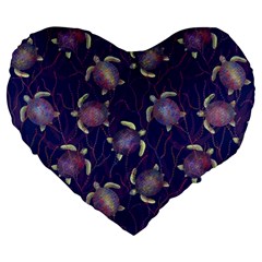 Turtles  Large 19  Premium Flano Heart Shape Cushions by SychEva