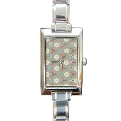 Flowers Leaves  Floristic Pattern Rectangle Italian Charm Watch by SychEva