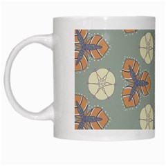 Flowers Leaves  Floristic Pattern White Mugs by SychEva