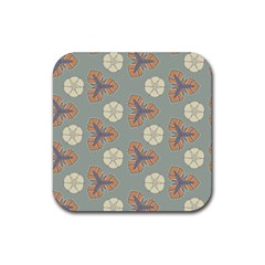 Flowers Leaves  Floristic Pattern Rubber Coaster (square)  by SychEva