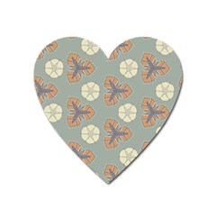 Flowers Leaves  Floristic Pattern Heart Magnet by SychEva