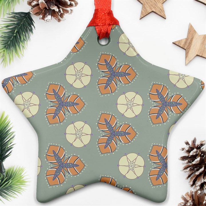 Flowers leaves. floristic pattern Star Ornament (Two Sides)