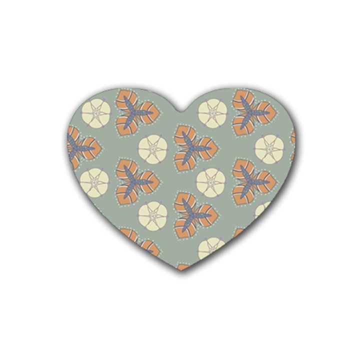 Flowers leaves. floristic pattern Rubber Coaster (Heart) 