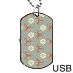 Flowers Leaves  Floristic Pattern Dog Tag Usb Flash (one Side) by SychEva