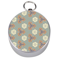 Flowers Leaves  Floristic Pattern Silver Compasses by SychEva