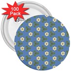 Flowers leaves. floristic pattern 3  Buttons (100 pack)  Front