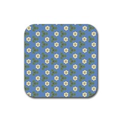 Flowers Leaves  Floristic Pattern Rubber Coaster (square)  by SychEva