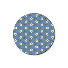 Flowers Leaves  Floristic Pattern Rubber Coaster (round)  by SychEva