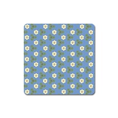 Flowers Leaves  Floristic Pattern Square Magnet by SychEva