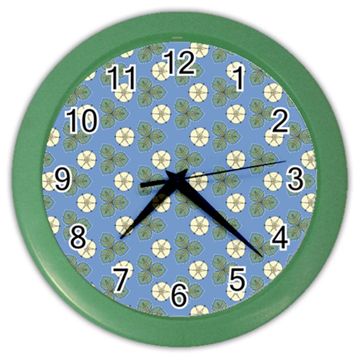 Flowers leaves. floristic pattern Color Wall Clock