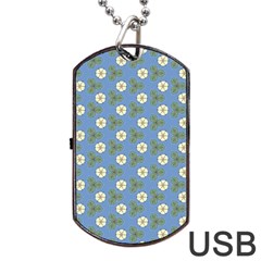 Flowers Leaves  Floristic Pattern Dog Tag Usb Flash (two Sides) by SychEva