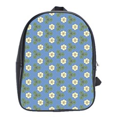 Flowers Leaves  Floristic Pattern School Bag (xl) by SychEva