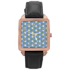 Flowers Leaves  Floristic Pattern Rose Gold Leather Watch  by SychEva