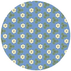 Flowers Leaves  Floristic Pattern Wooden Puzzle Round by SychEva