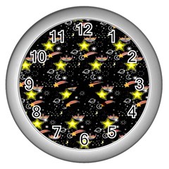 Sparkle Stars Wall Clock (silver)