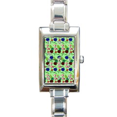 Rose Lotus Rectangle Italian Charm Watch by Sparkle