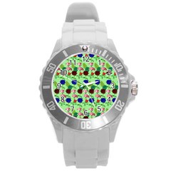 Rose Lotus Round Plastic Sport Watch (l) by Sparkle