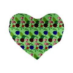 Rose Lotus Standard 16  Premium Flano Heart Shape Cushions by Sparkle