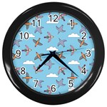 Birds in the sky Wall Clock (Black) Front