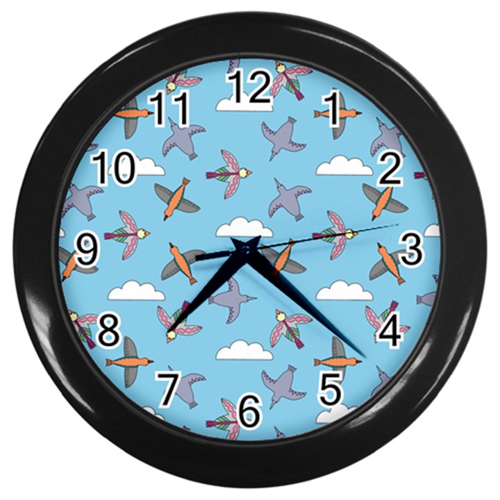 Birds in the sky Wall Clock (Black)