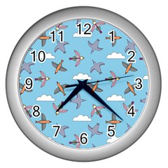 Birds In The Sky Wall Clock (silver) by SychEva