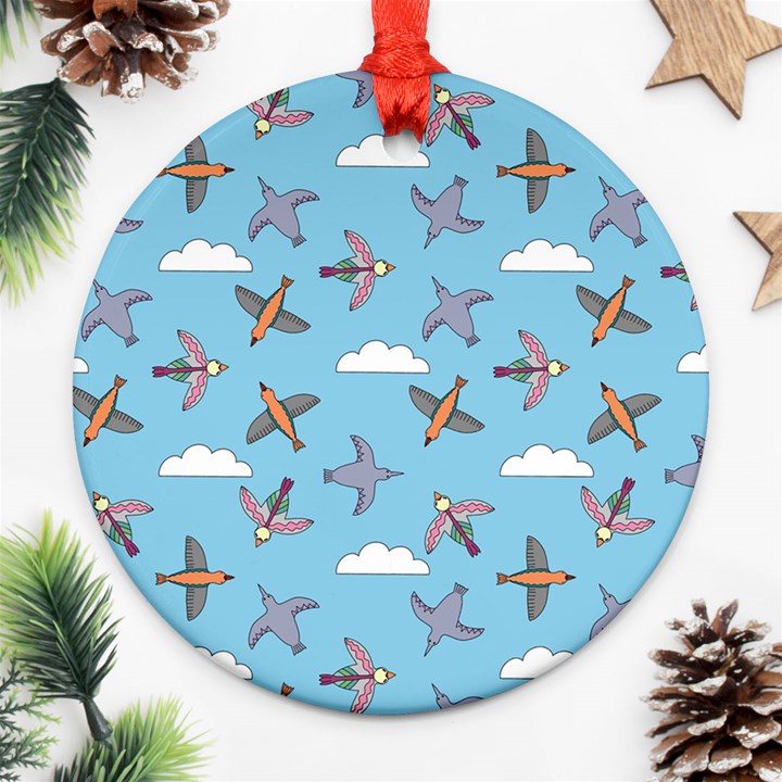 Birds in the sky Round Ornament (Two Sides)