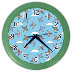 Birds In The Sky Color Wall Clock by SychEva