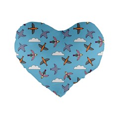 Birds In The Sky Standard 16  Premium Flano Heart Shape Cushions by SychEva