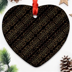 Interlace Stripes Golden Pattern Ornament (heart) by dflcprintsclothing