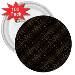 Interlace Stripes Golden Pattern 3  Buttons (100 Pack)  by dflcprintsclothing