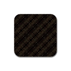 Interlace Stripes Golden Pattern Rubber Square Coaster (4 Pack)  by dflcprintsclothing