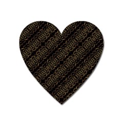 Interlace Stripes Golden Pattern Heart Magnet by dflcprintsclothing