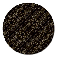 Interlace Stripes Golden Pattern Magnet 5  (round)