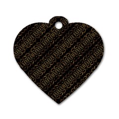 Interlace Stripes Golden Pattern Dog Tag Heart (one Side) by dflcprintsclothing