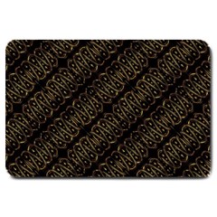 Interlace Stripes Golden Pattern Large Doormat  by dflcprintsclothing